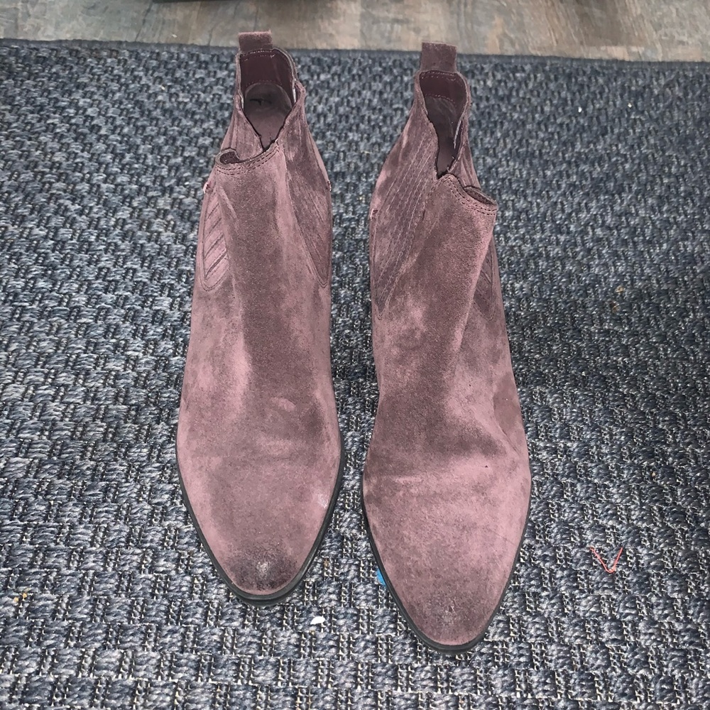 Purple Suede Ankle Booties